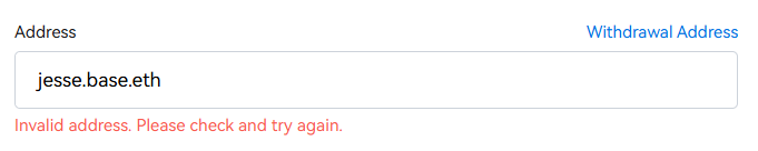 HTX Exchange fails to resolve the address for jesse.base.eth
